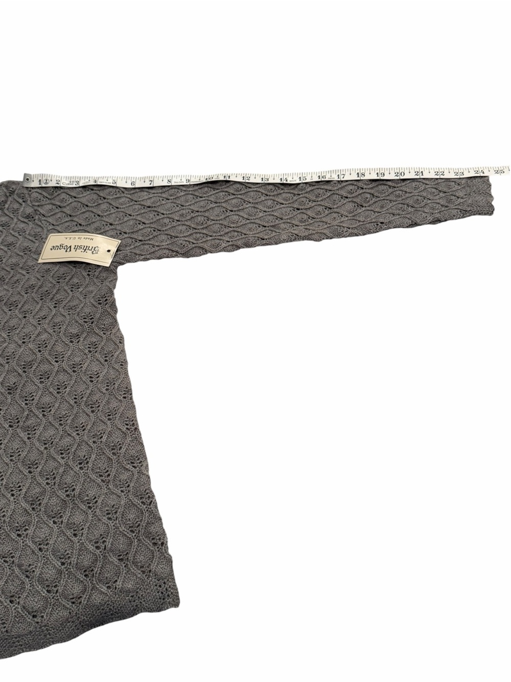 Vintage British Vogue Gray Pointelle Cardigan XL Made in USA - Picture 6 of 6